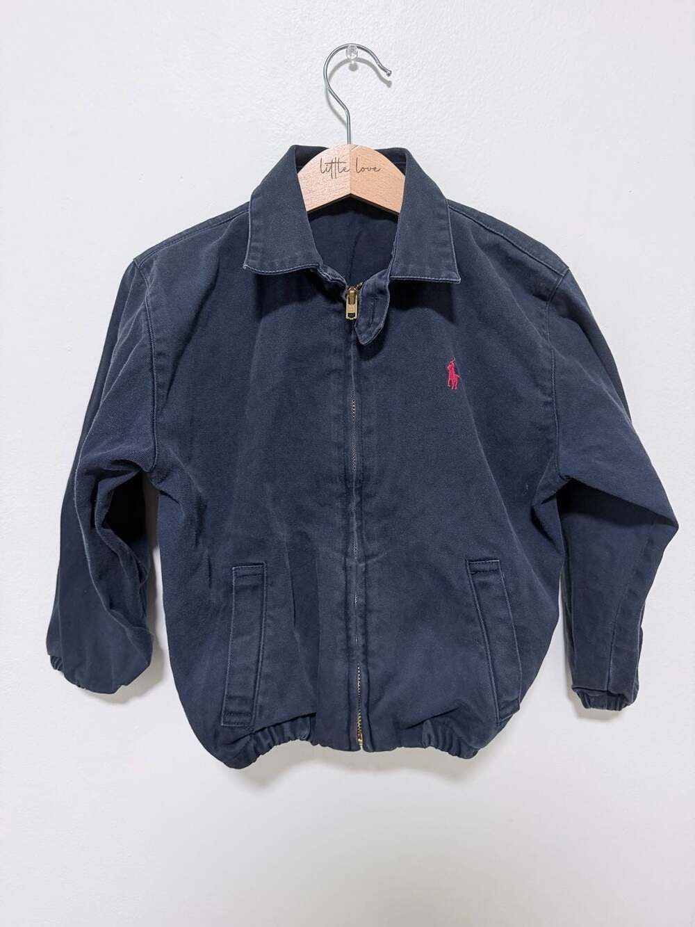 Ralph Lauren Harrington Jacket Size 4T Navy Blue Cotton Full Zip